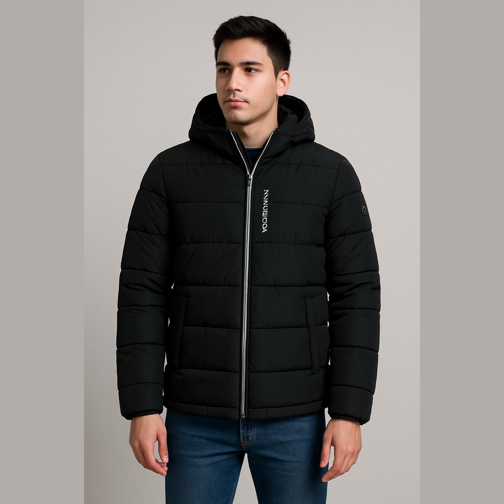 Nautica Men's Hooded Black Puffer Coat